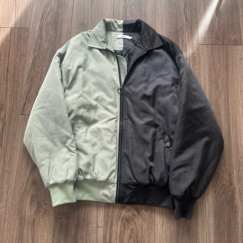 Adika Two-Tone Black and Green Bomber Jacket